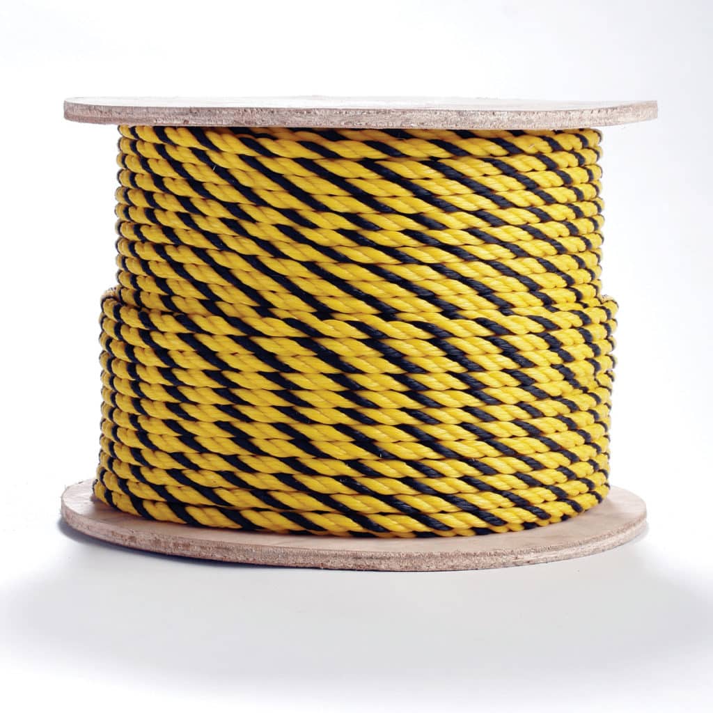 3 Strand Twisted Yellow/Yellow/Black Polypropylene Barrier Rope Erin