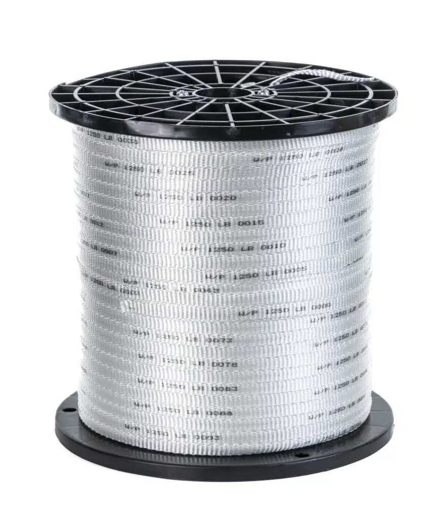 Woven polyester cable pull tape spool